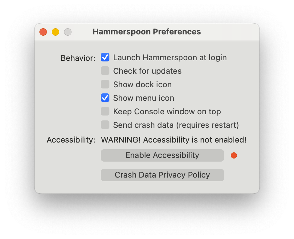 Hammerspoon Preferences